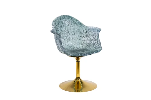 Stitch Swivel Chair with transparent polycarbonate and hand-stitched detailing