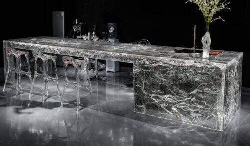 Luxury Branch Kitchen Island centrepiece with luminous flowing acrylic form
