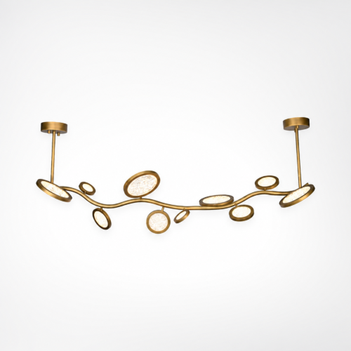 Island Pendant Light with brass finish and textured glass circles